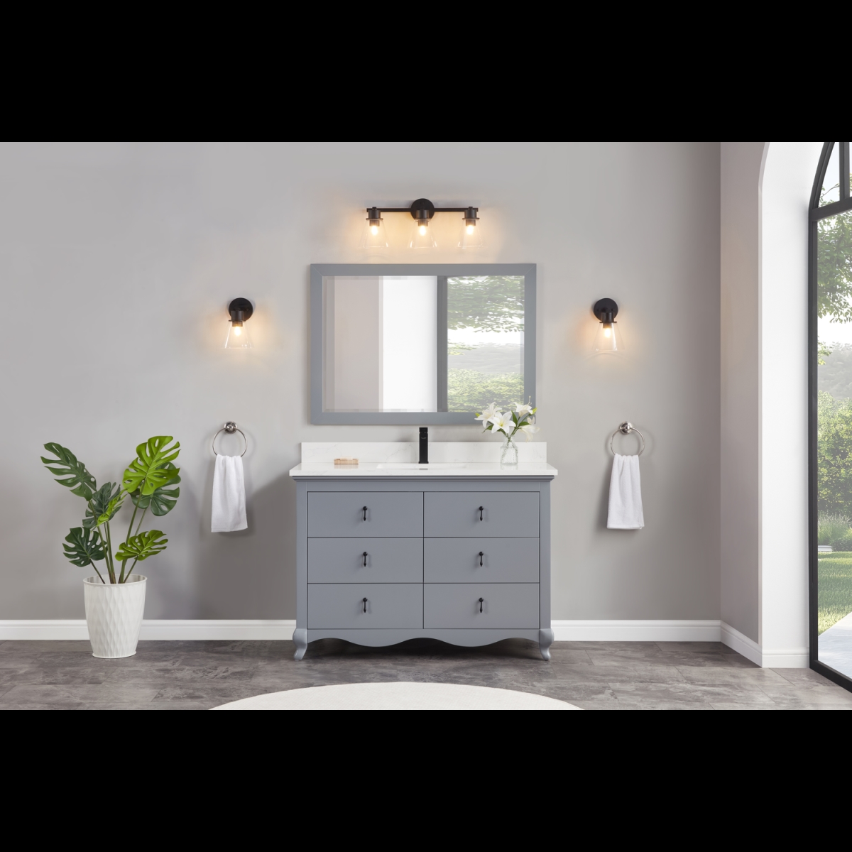 WS2512-48-CD 48 in. Cadet Finish Solid Wood Sink Vanity, 1 ft. Artificial Stone Top