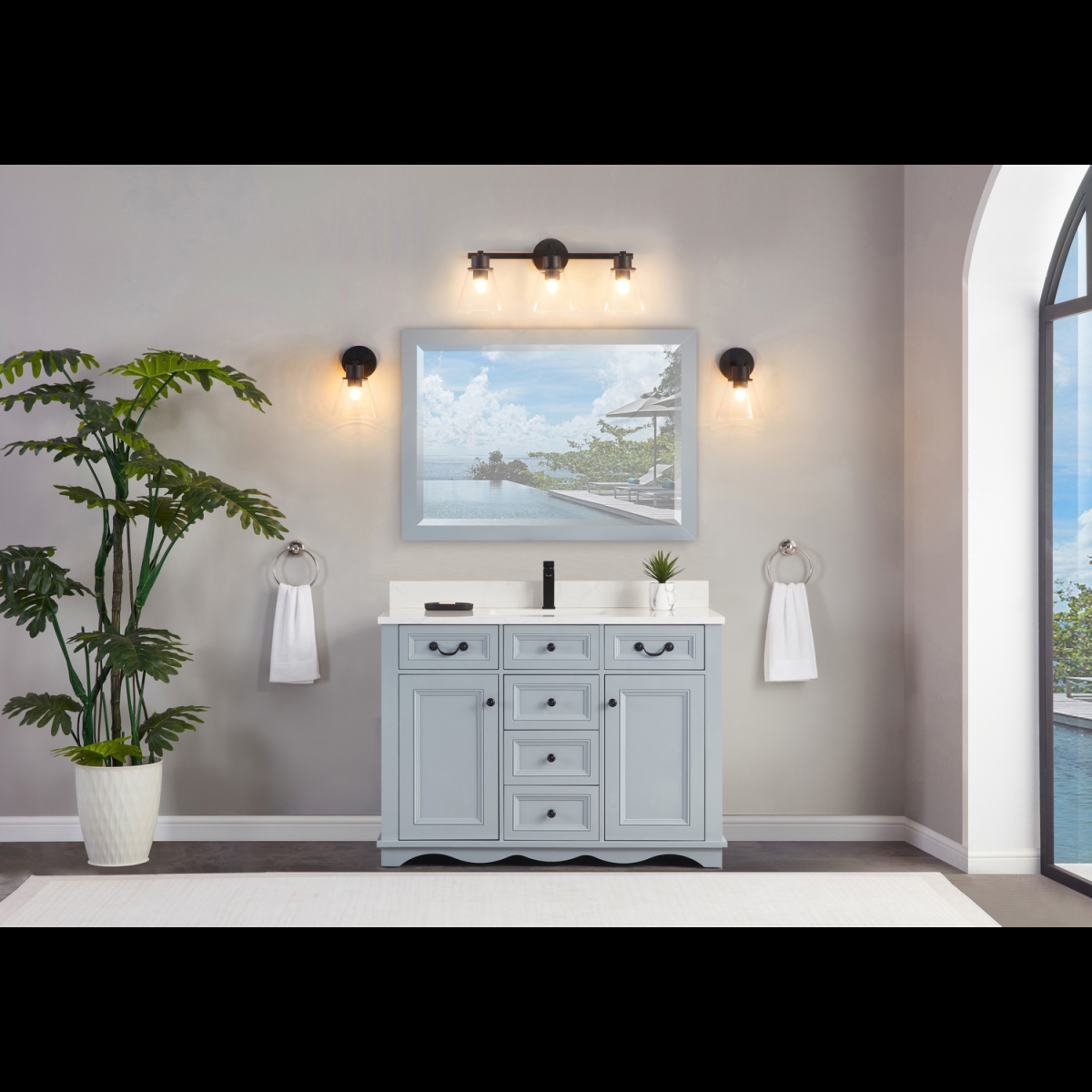 WS2514-48-CD 48 in. Cadet Finish Solid Wood Sink Vanity, 1 ft. Artificial Stone Top