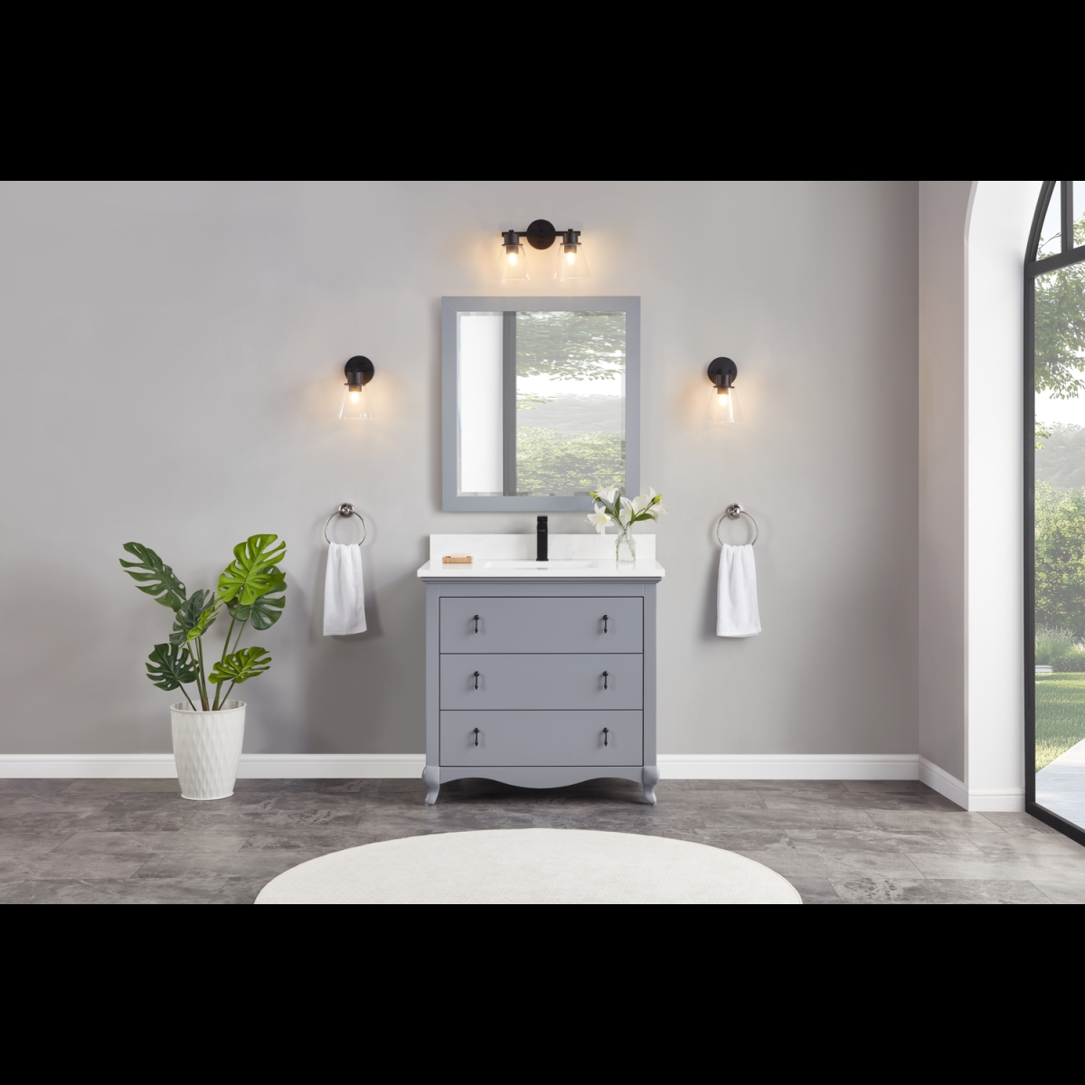 WS2512-36-CD 36 in. Cadet Finish Solid Wood Sink Vanity, 1 ft. Artificial Stone Top