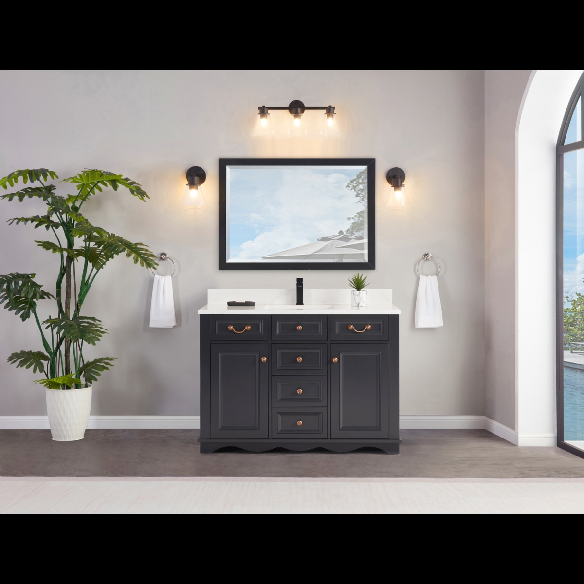 WS2514-48-TB 48 in. Dreamy White Finish Solid Wood Sink Vanity, 1 in. Artificial Stone Top