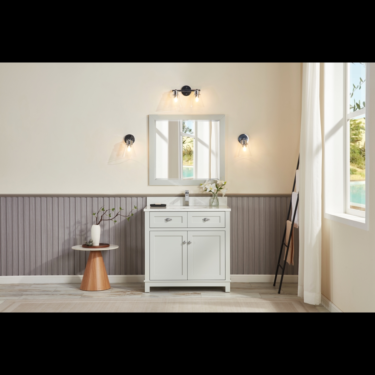 WS2515-36-SS 36 in. Silver Strand Finish Solid Wood Sink Vanity, 1 in. Artificial Stone Top