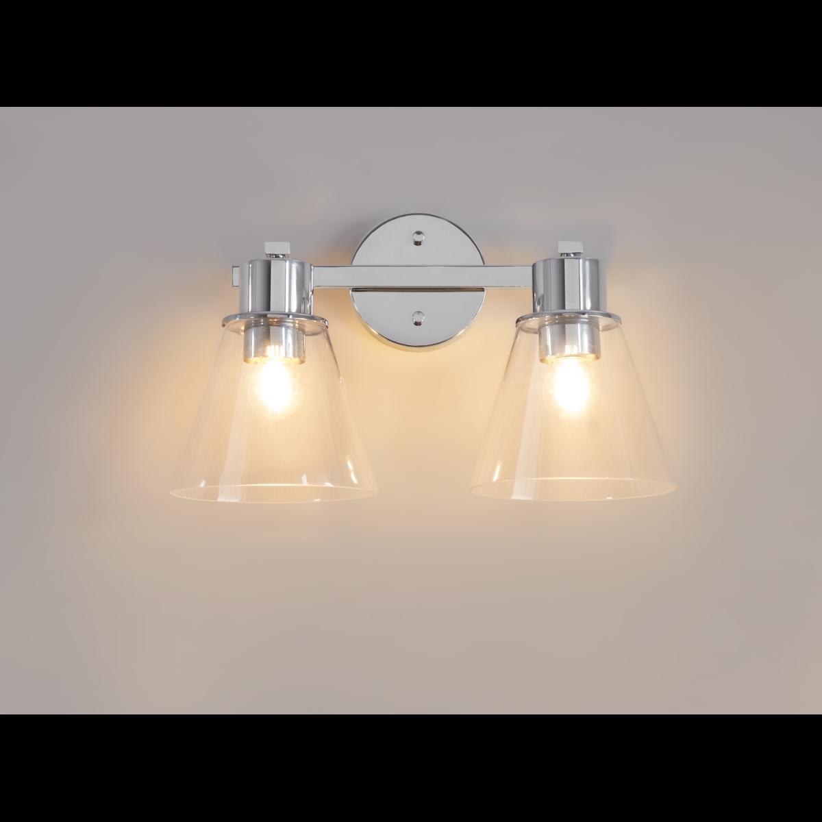 LM2412-D-C Double Stainless Steel & Glass Wall Lamps, Chrome