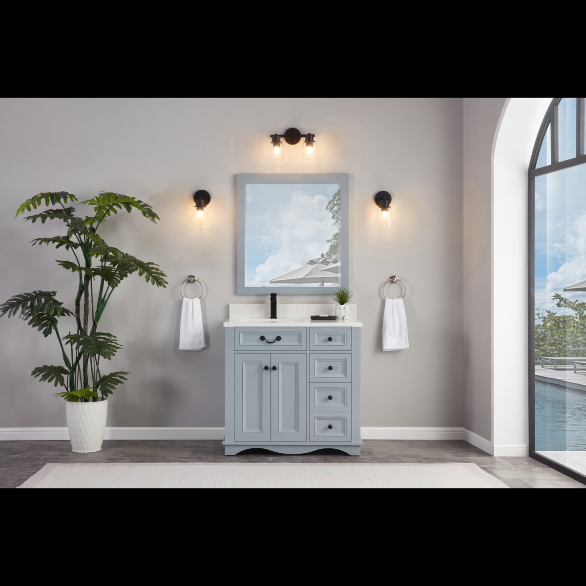 WS2514-36-CD 36 in. Cadet Finish Solid Wood Sink Vanity, 1 ft. Artificial Stone Top