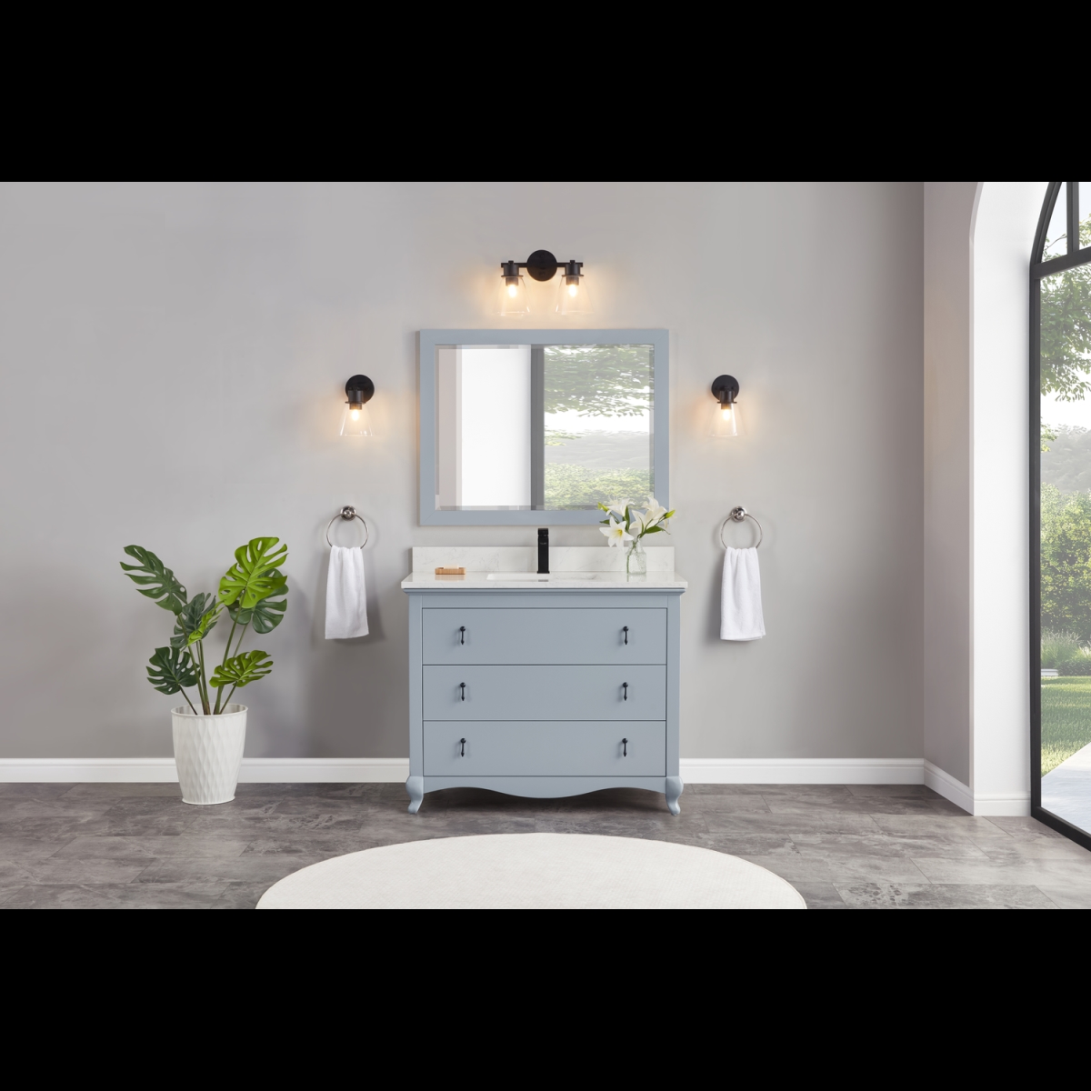 WS2512-42-CD 42 in. Cadet Finish Solid Wood Sink Vanity, 1 ft. Artificial Stone Top