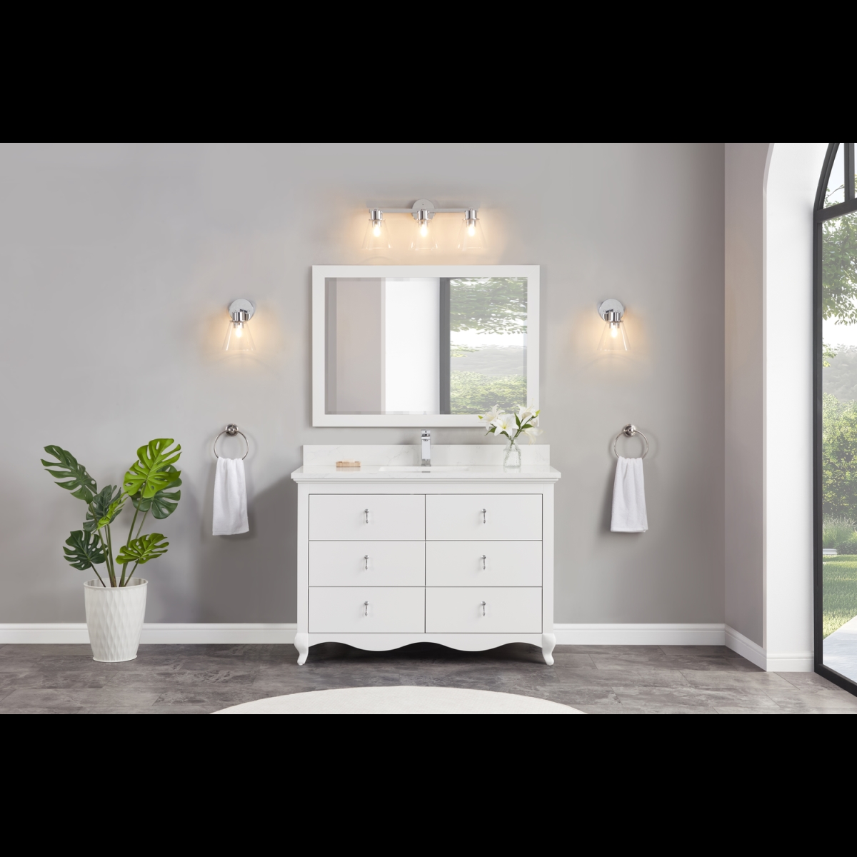 WS2512-48-W 48 in. White Finish Solid Wood Sink Vanity, 1 in. Artificial Stone Top