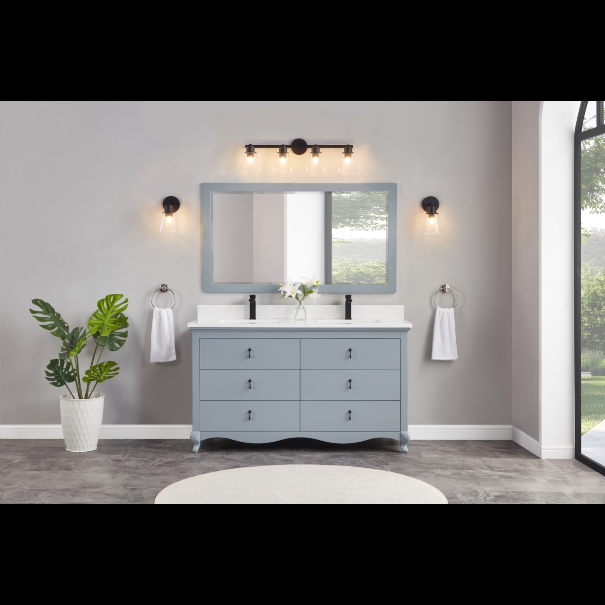 WS2512-60-CD 60 in. Cadet Finish Solid Wood Sink Vanity, 1 ft. Artificial Stone Top