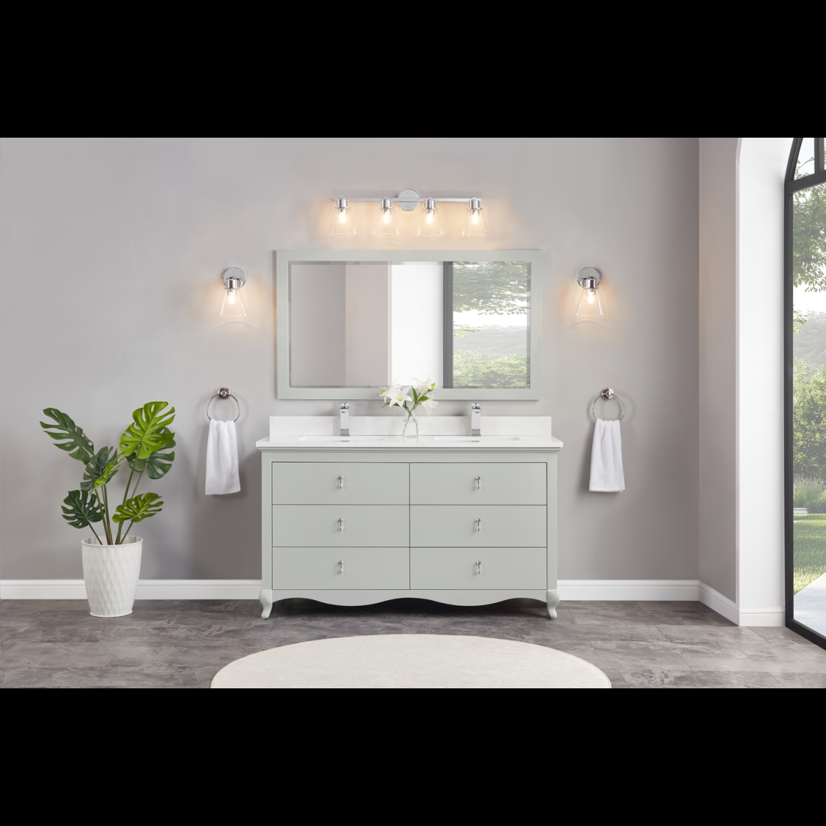 WS2512-60-SS 60 in. Silver Strand Finish Solid Wood Sink Vanity, 1 in. Artificial Stone Top