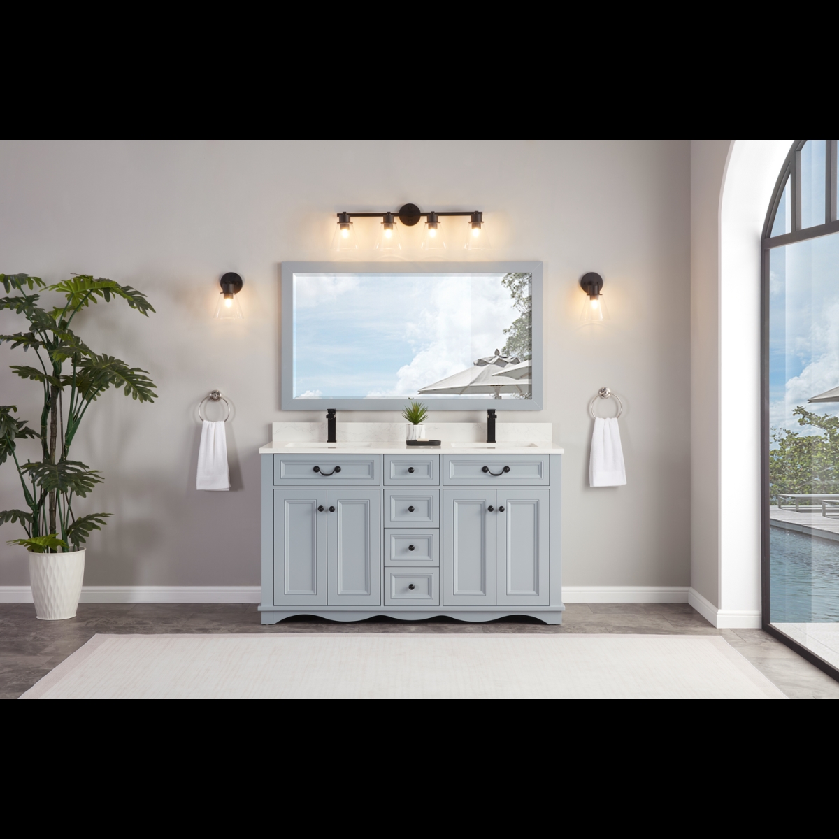 WS2514-60-CD 60 in. Cadet Finish Solid Wood Sink Vanity, 1 ft. Artificial Stone Top