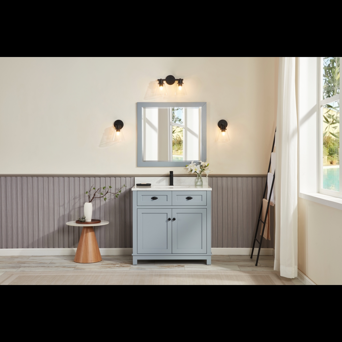 WS2515-36-CD 36 in. Cadet Finish Solid Wood Sink Vanity, 1 ft. Artificial Stone Top