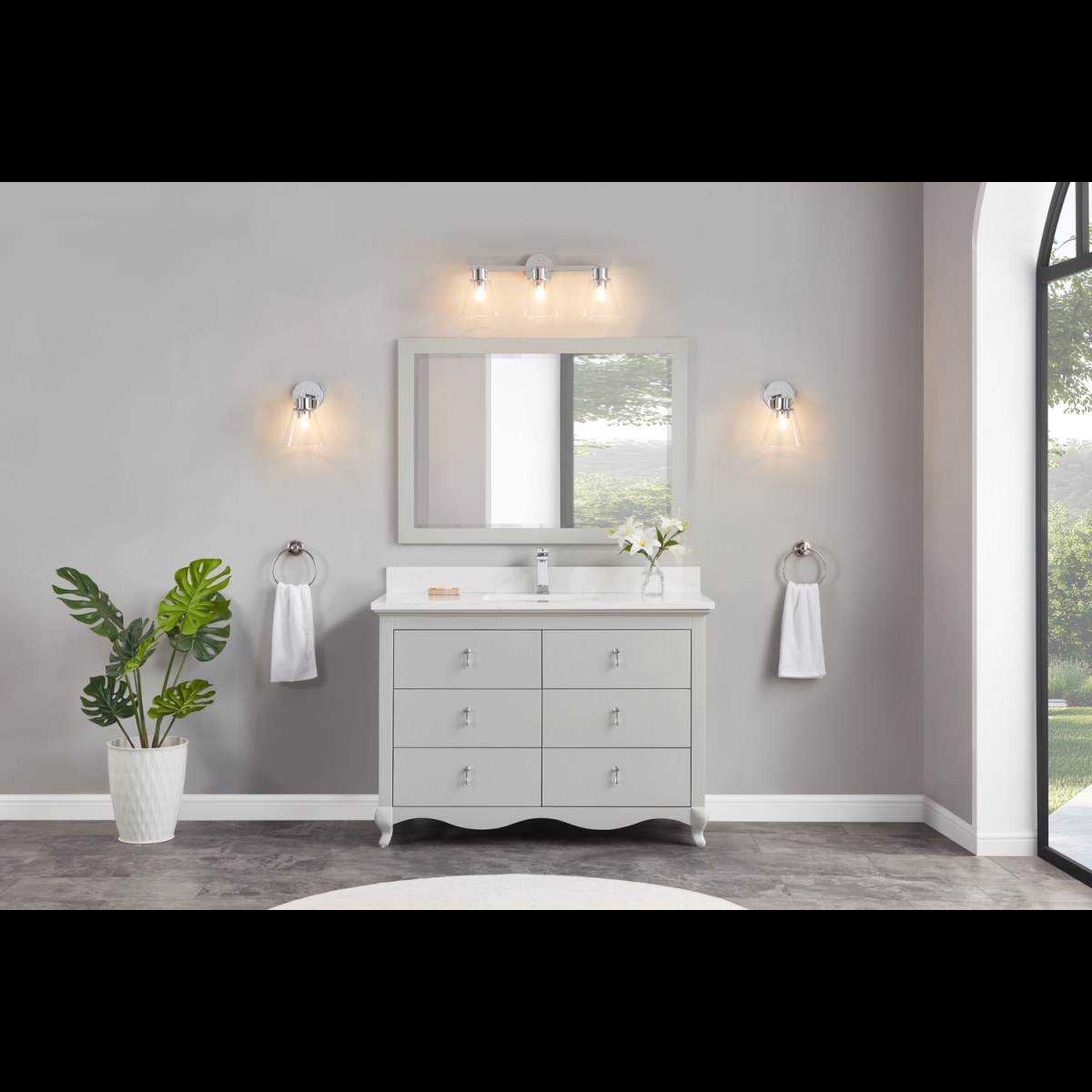 WS2512-48-SS 48 in. Silver Strand Finish Solid Wood Sink Vanity, 1 in. Artificial Stone Top