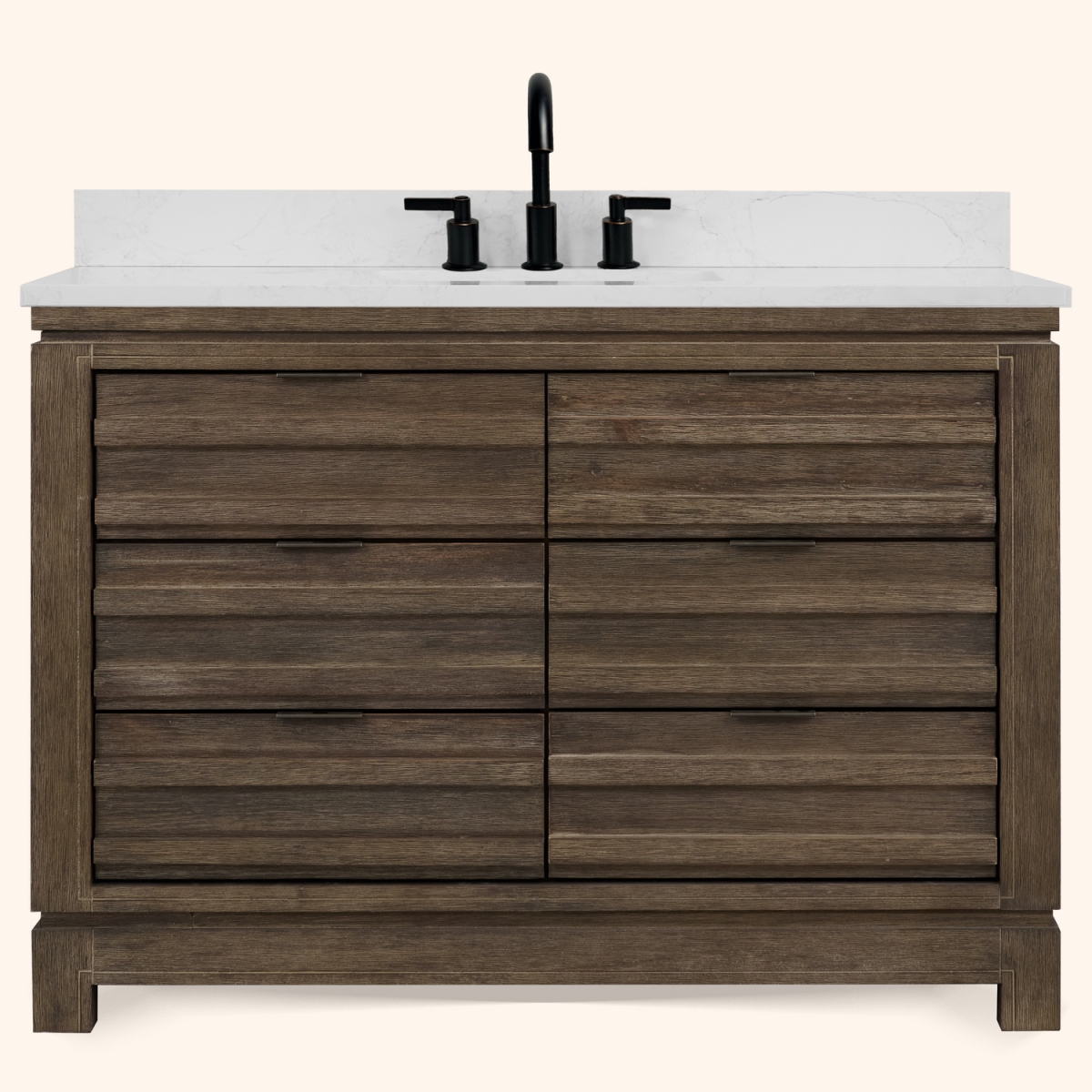 WH8448-WITH ACW TOP 48 x 84 in. Rectangle Bathroom Vanity - Brown, 1 in. Thick White Artificial Stone