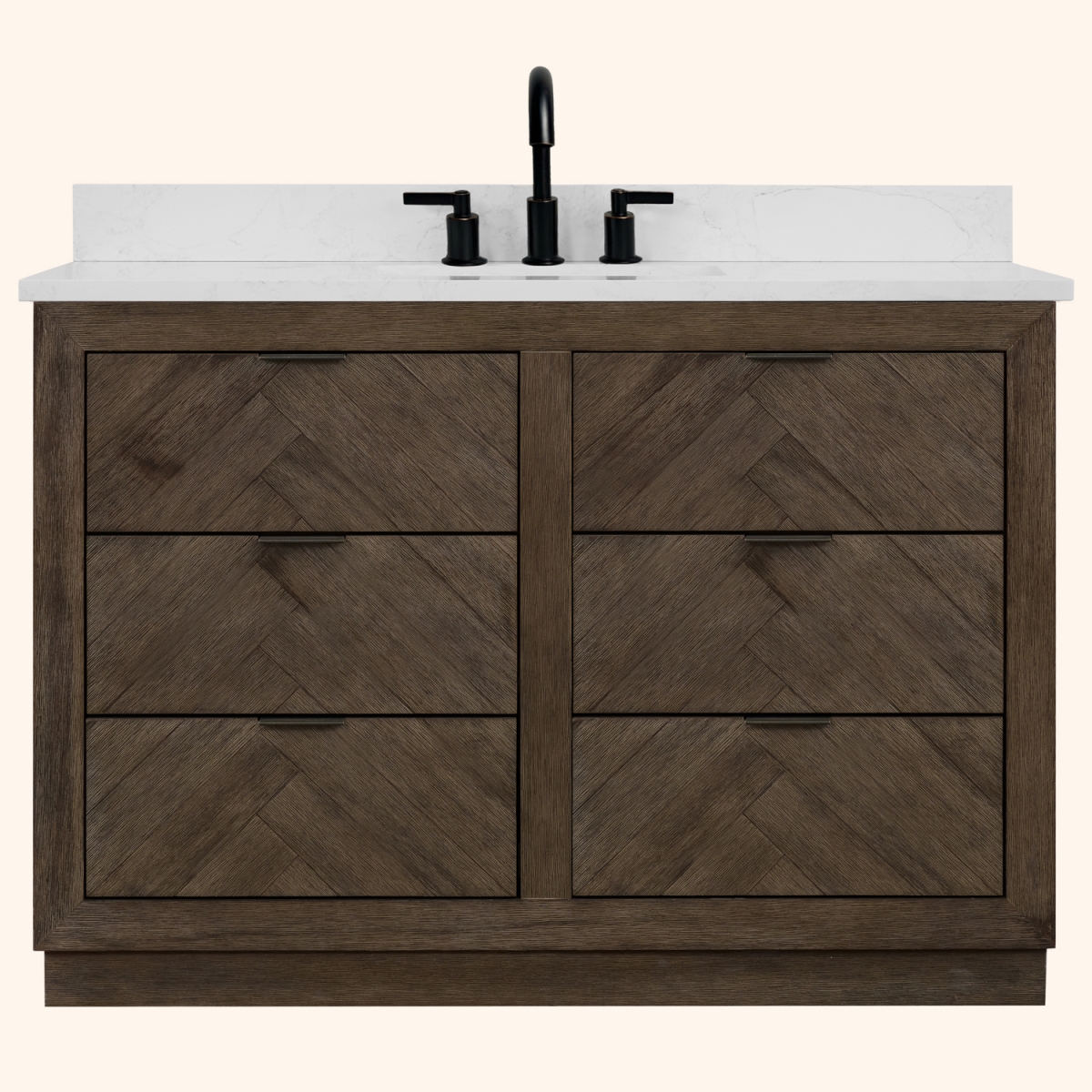 WH8548-WITH ACW TOP 48 x 85 in. Rectangle Bathroom Vanity - Brown, 1 in. Thick White Artificial Stone
