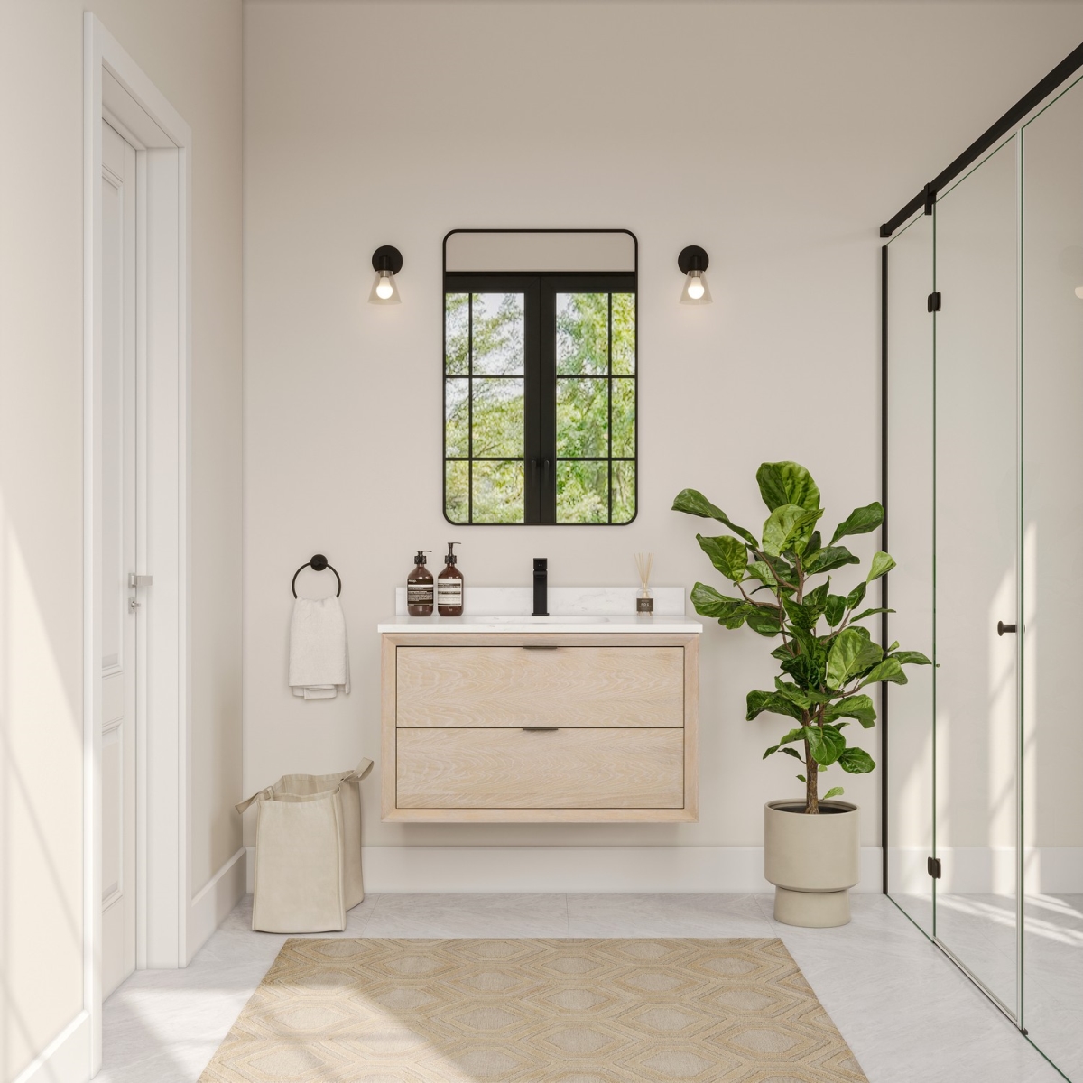 WH2536-WO 36 x 22 in. Sink Vanity with Whitewashed Oak & 1 in. Thick White Artificial Stone Top