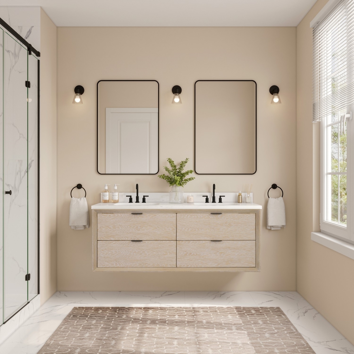 WH2560-WO 60 x 35 in. Sink Vanity with Whitewashed Oak & 1 in. Thick White Artificial Stone Top