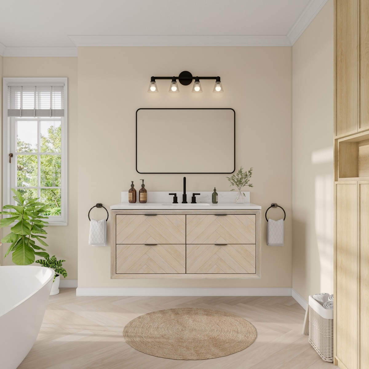 WH2648-WO 48 x 35 in. Sink Vanity with Whitewashed Oak & 1 in. Thick White Artificial Stone Top