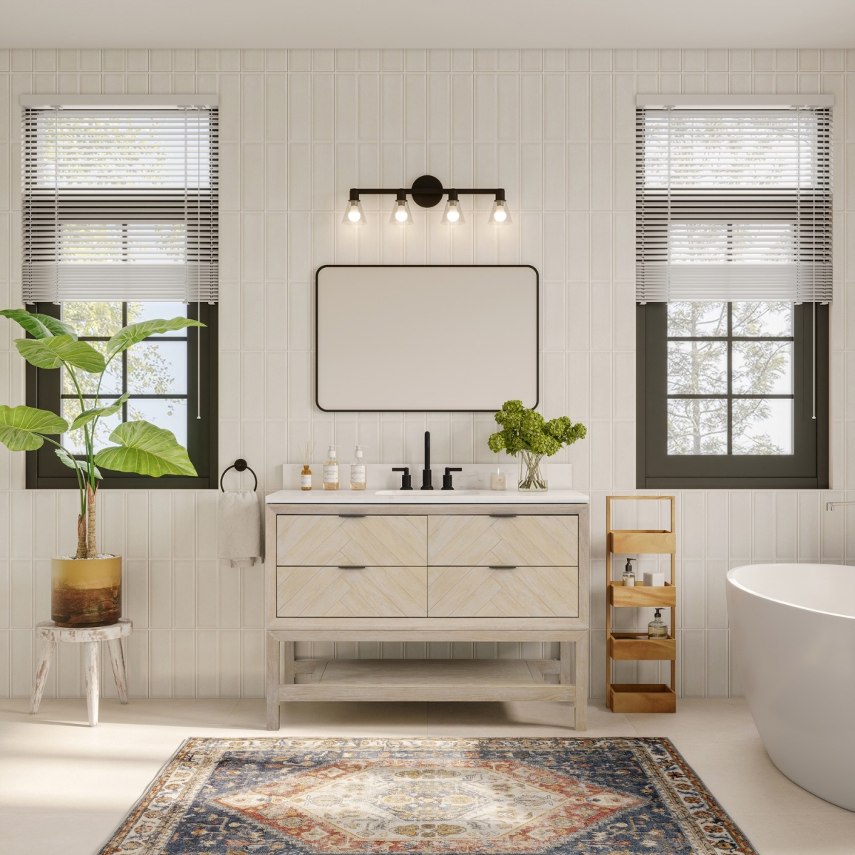 WH2748-WO-KD 48 x 22 x 35 in. Sink Vanity with Whitewashed Oak & 1 in. Thick White Artificial Stone Top