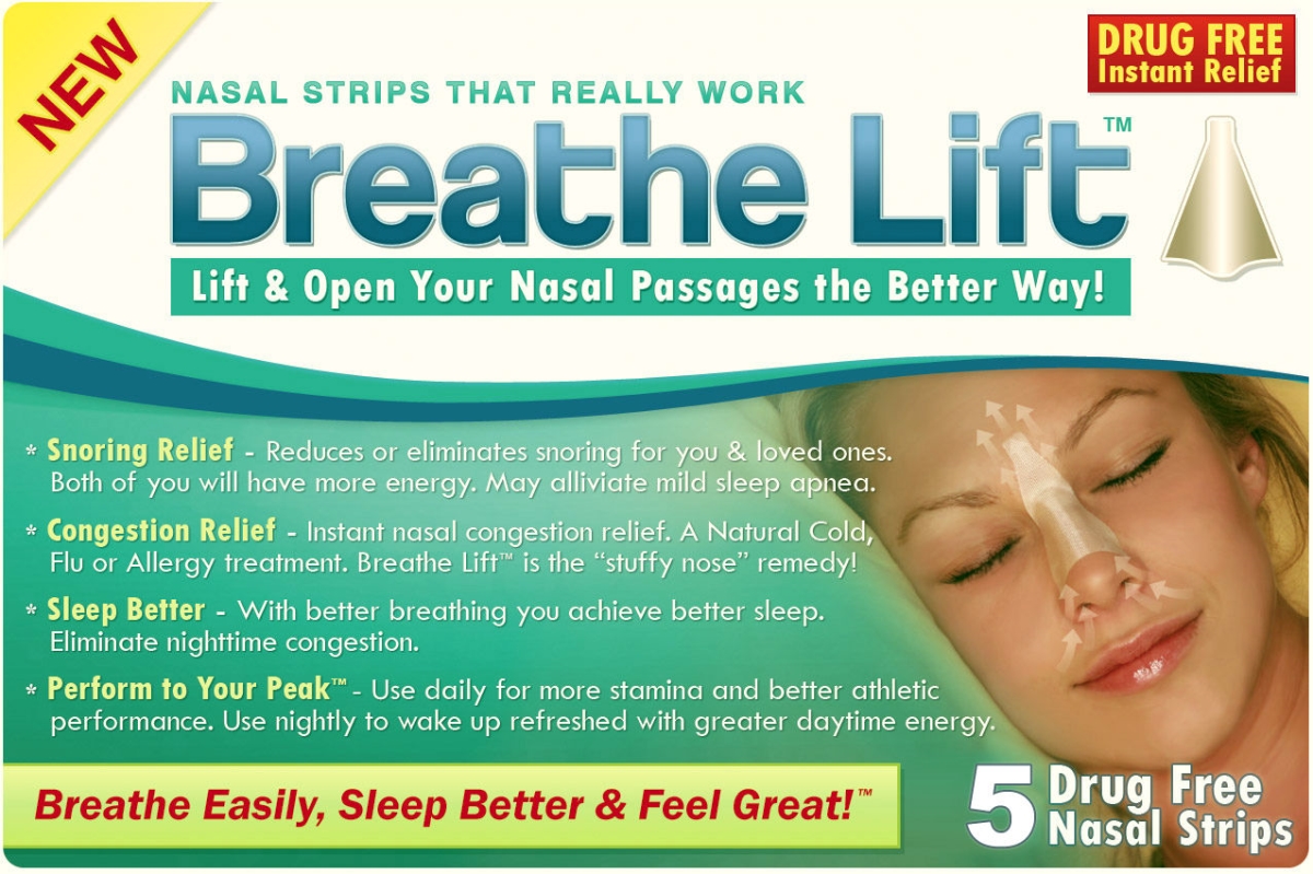 Picture of Living Health Products BRLFT-006-01 Nasal Strips Breathe Lift - New Nose Strips Product&#44; White - Pack of 5
