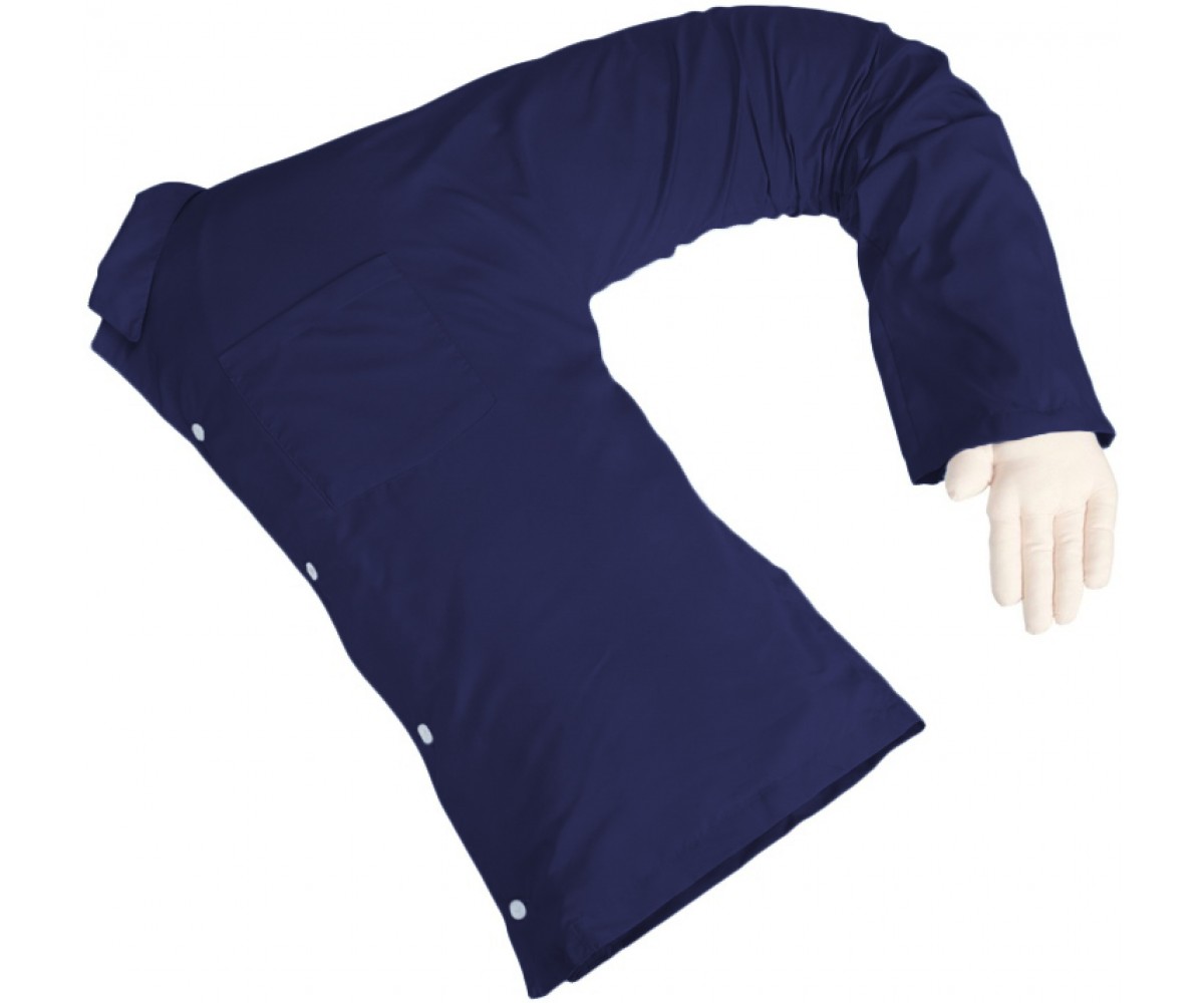 Picture of Living Health Products BFPB-010-Drkblu Boyfriend Pillow - The Original Arm Snuggle Companion Pillow&#44; Dark Blue & White