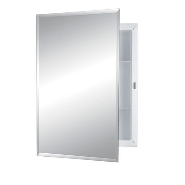 16 x 20 in. Horizon 1 Door Bevel Edge Medicine Cabinet - Adjustable Plastic Housing - Polystyrene