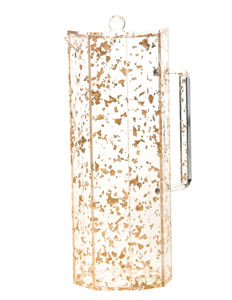 1660-FG Pitcher Lucite Gold Flakes Hexagon