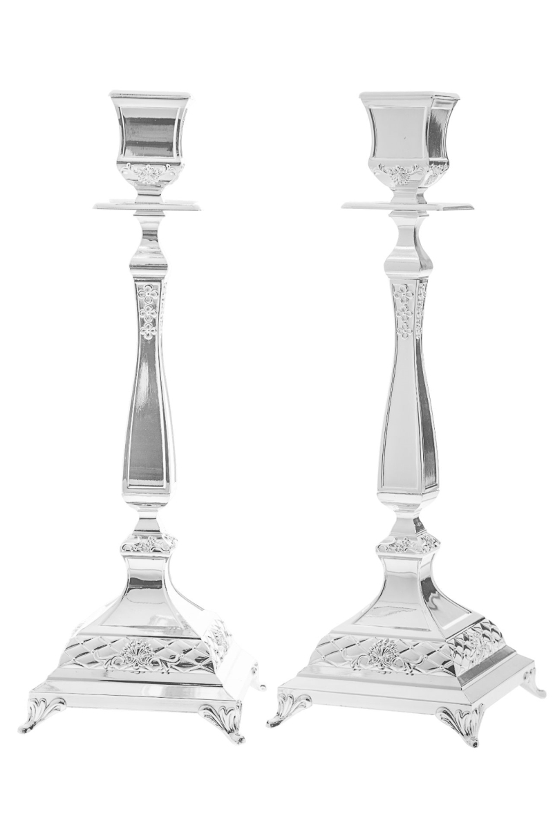 2497 Large Silver Plated Candle Sticks
