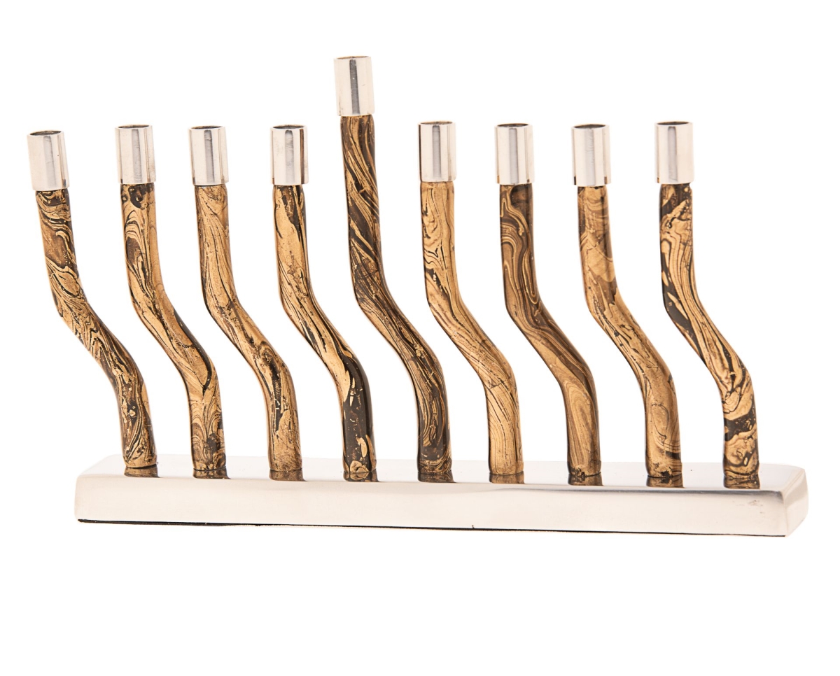 Picture of Legacy Judaica 263 Metal Gold Swirls Menorah