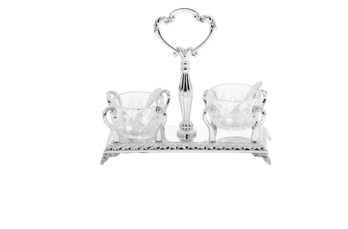 3011 Salt & Pepper Set Double Silver Plated with Handle