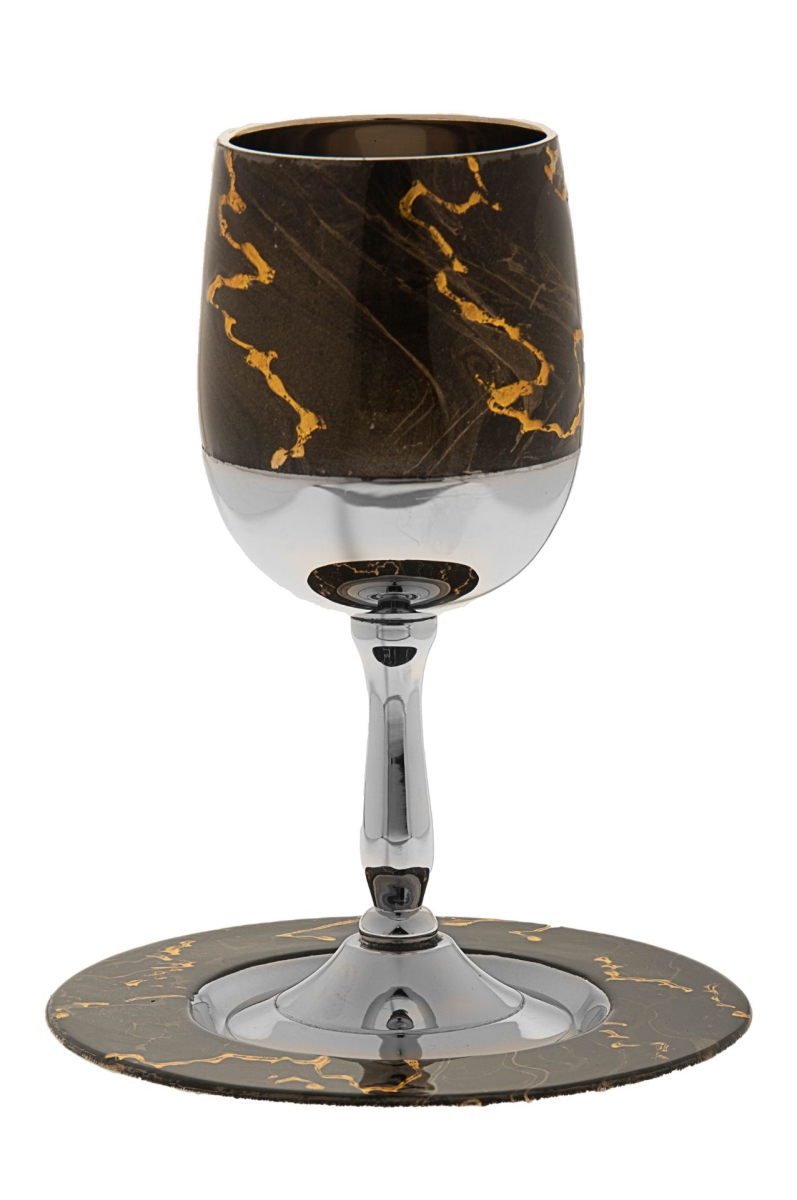 Picture of Legacy Judaica 823-BG Metallic Brown Abstract Kiddush Cup with Gold