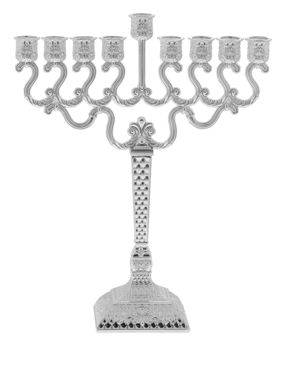 884-S Silver Plated Diamond Design Menorah
