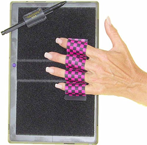201585 Heavy-Duty 4-Loop Grip for MS Surface with Stylus Grip, Black & Pink Checkers - Extra Large
