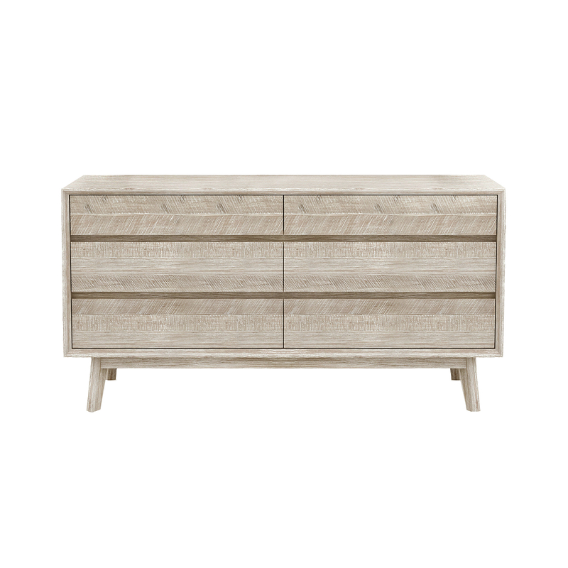 Gerald Coastal Beach Light Brown Acacia Wood Double Dresser