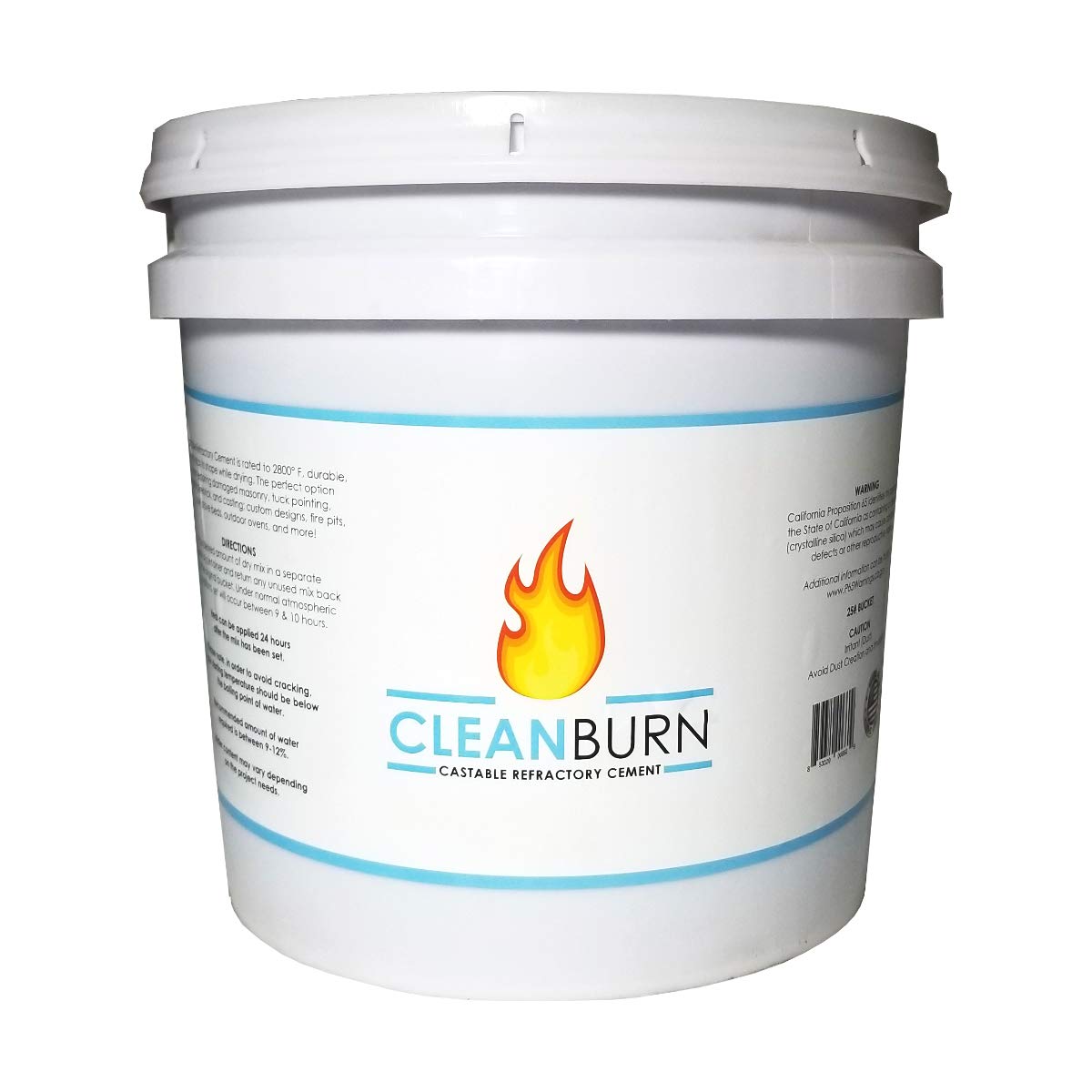 Picture of Cleanburn 720625 25 lbs Pail Castable Refractory Cement