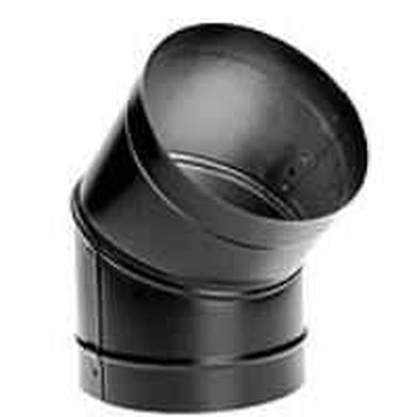 Picture of DuraVent 7DBK-E45 7 in. Dia. Inner Single Wall DuraBlack Stove Pipe - 45 deg Elbow