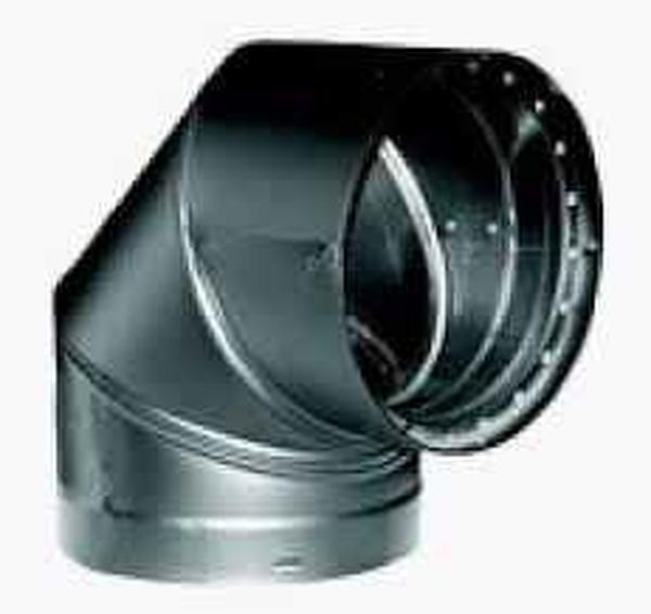 7DBK-E90 7 in. 90 deg Inner DuraBlack Stove Pipe Single Wall Black Adjustable Elbow