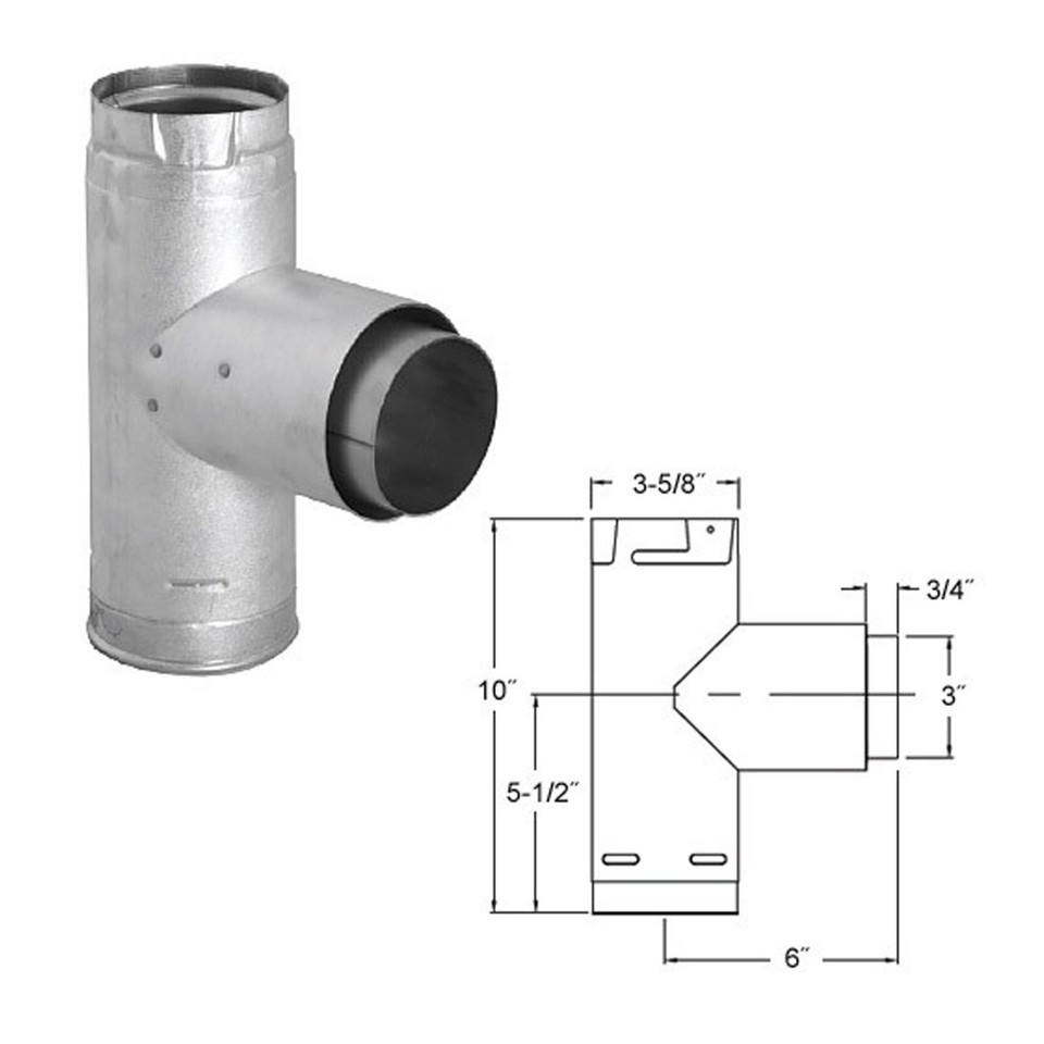 3 in. PelletVent Pro Adapter Tee with Clean-Out Tee Cap