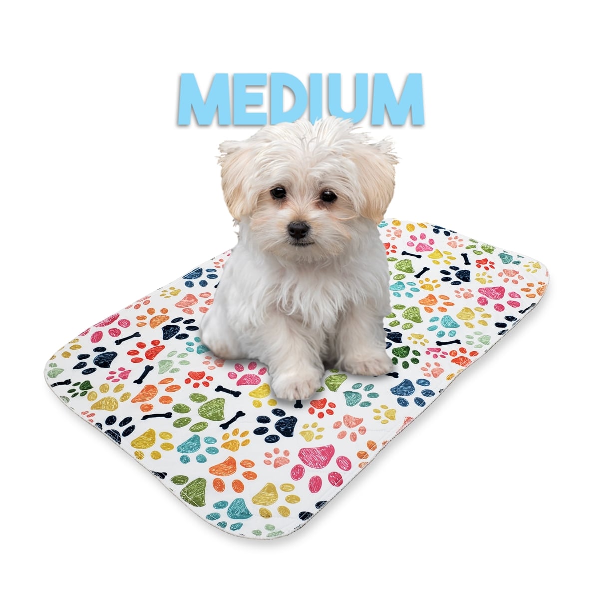 1824DLPC  Designer Washable Potty Pad Medium 18'x24' Multi Color Paw Print