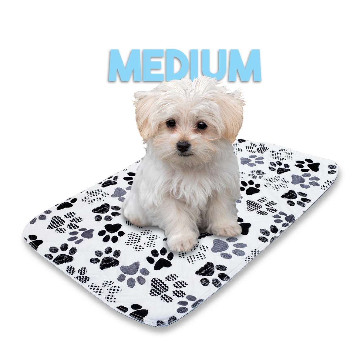 1824DLPB  Designer Washable Potty Pad  Medium 18'x24' Black/White Paw Print