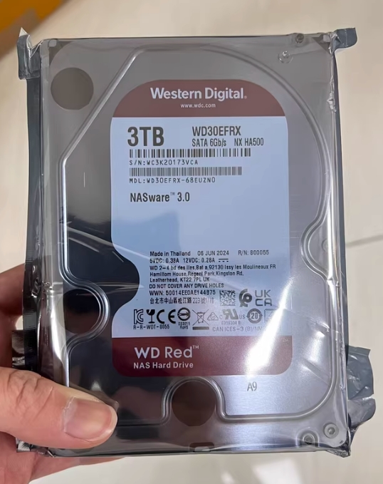 Picture of Western Digital WD30EFRX Western Digital 3TB WD Red Plus NAS Internal Hard Drive HDD - 5400 RPM&#44; SATA 6 Gb/s&#44; CMR&#44; 64 MB Cache&#44; 3.5&apos; - WD30EFRX