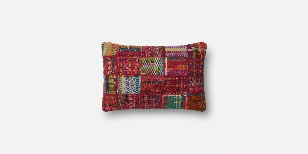 DSETP0535REMLPIL5 13 x 21 in. Down Insert Pillow with Cover - Red & Multicolor, 2 lbs
