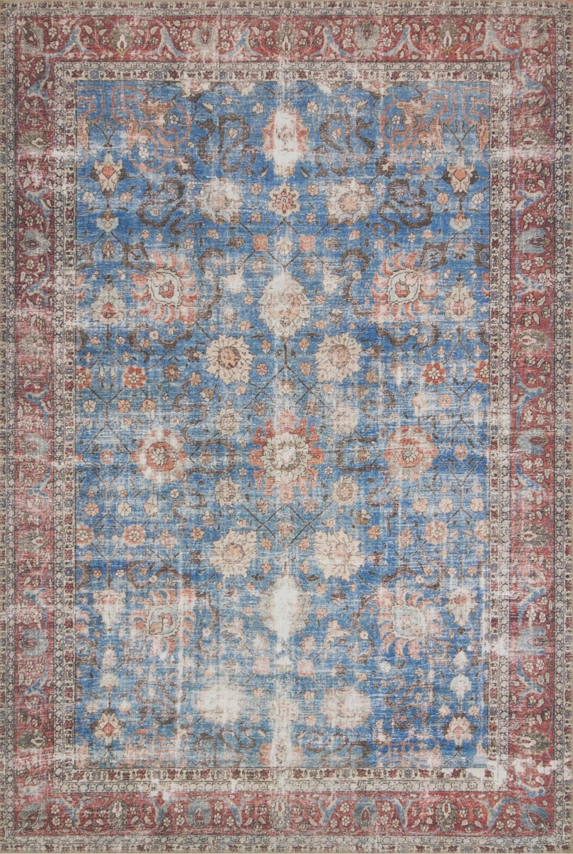 1 ft. 6 in. x 1 ft. 6 in. Loren Hand Knotted Rug, Blue & Brick