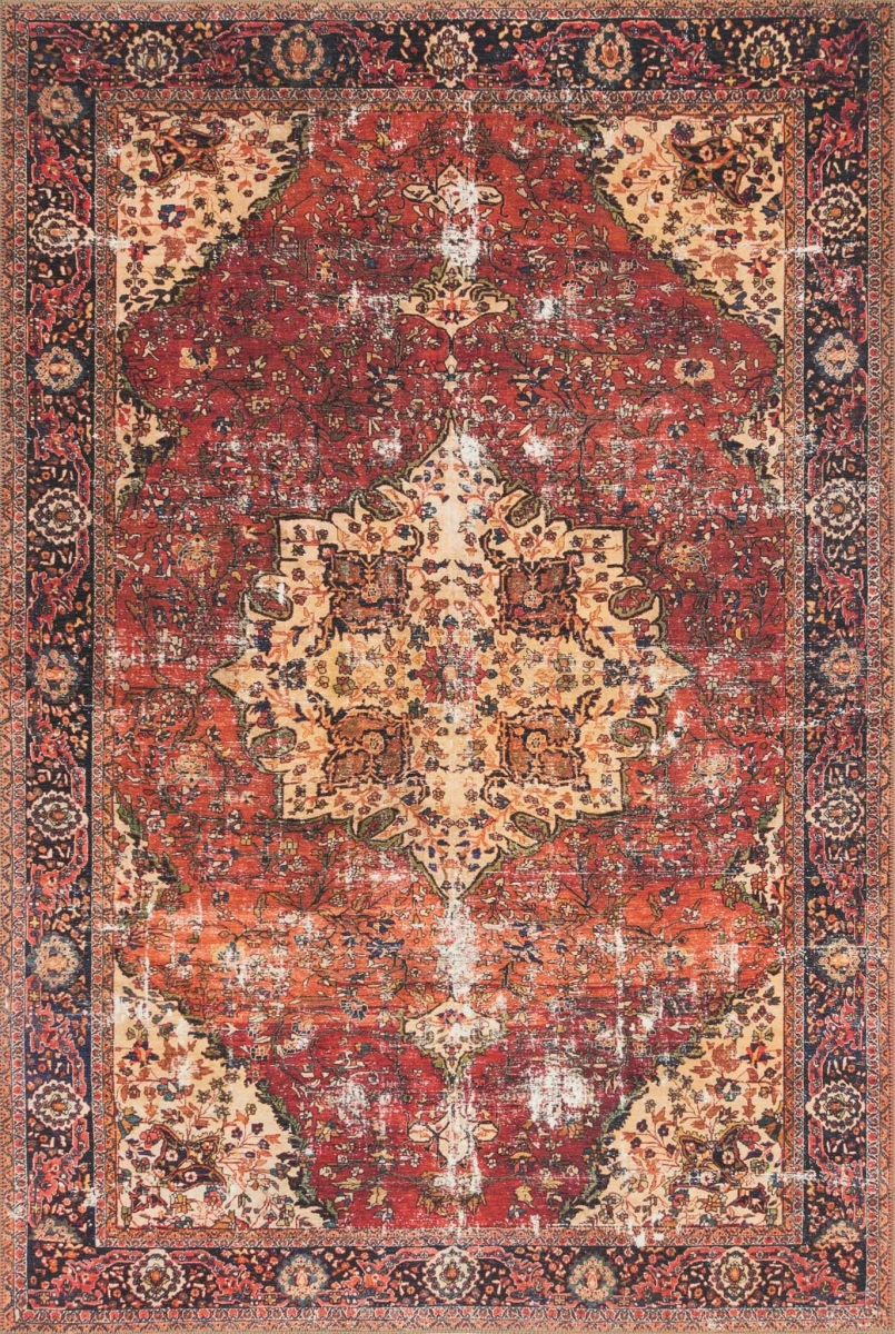 2 ft. 3 in. x 3 ft. 9 in. Loren Hand Knotted Rug, Red & Navy