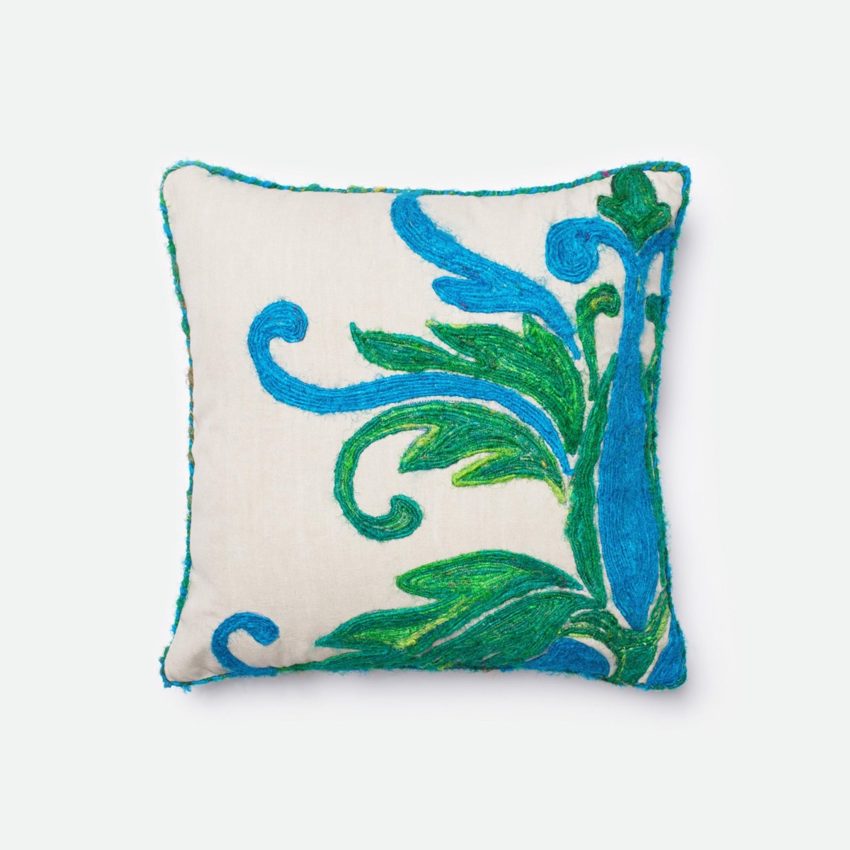 Picture of Loloi Rugs PSETP0232GRBBPIL1 18 x 18 in. Decorative Poly Filled Pillow with Cover&#44; Green & Blue