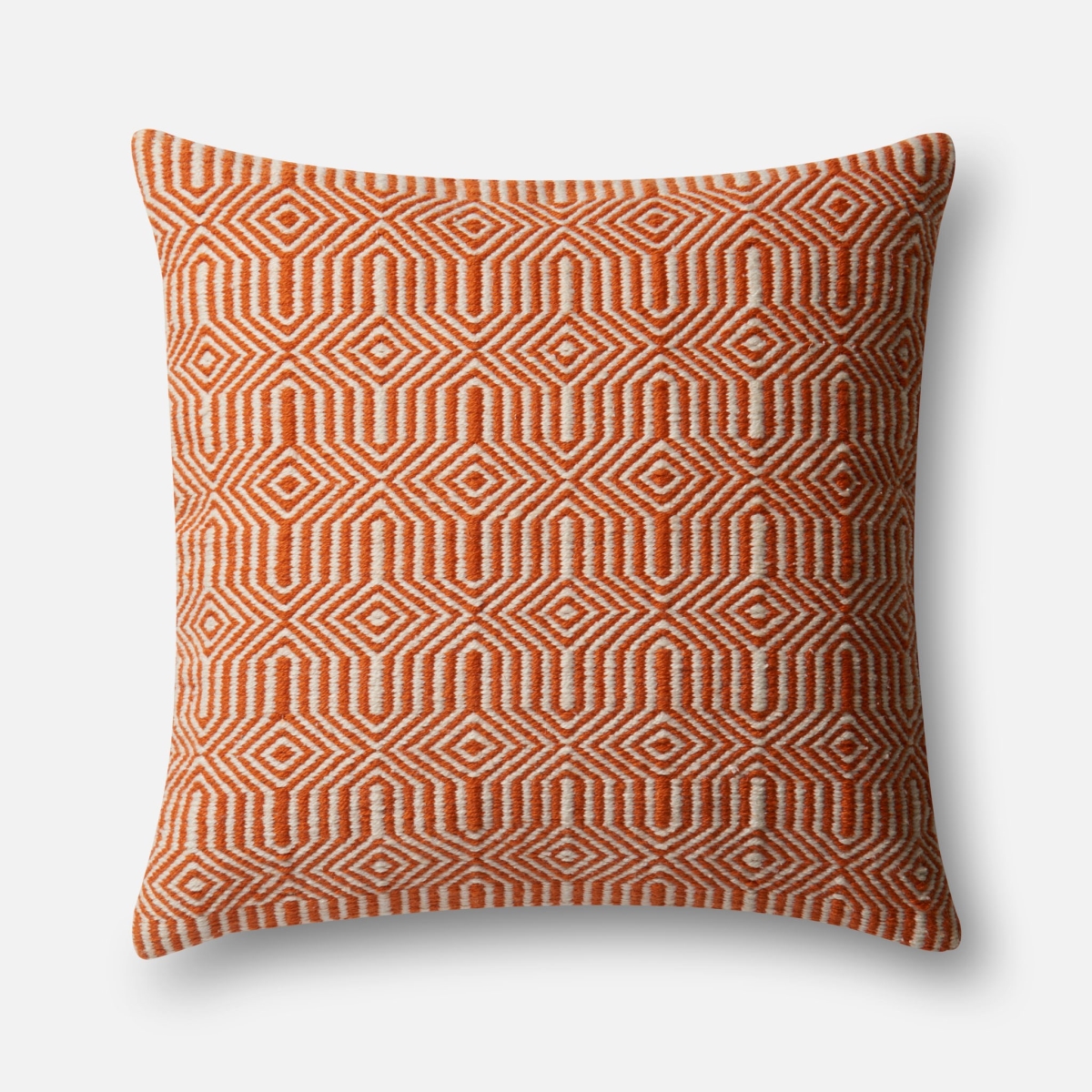 22 x 22 in. Decorative Pillow Cover, Orange & Ivory