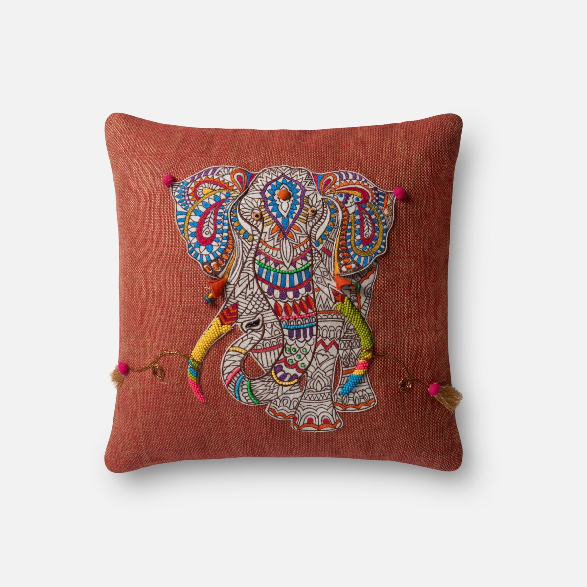 18 x 18 in. Decorative Pillow Cover, Rust & Multicolor