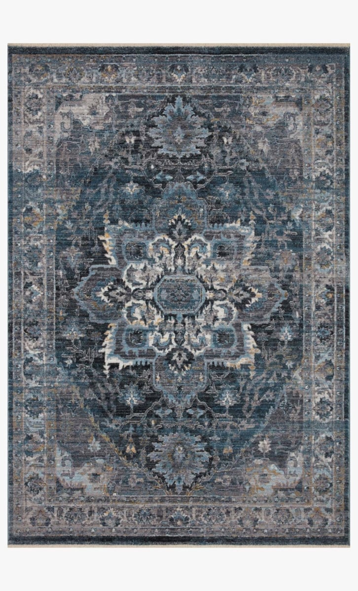 SAMRSAM-01DEGY27A0 2 ft. 7 in. x 10 ft. Samra Denim & Gray Transitional Power Loomed Rug
