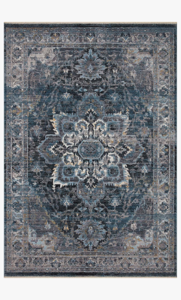 SAMRSAM-01DEGY27C0 2 ft. 7 in. x 12 ft. Samra Denim & Gray Transitional Power Loomed Rug