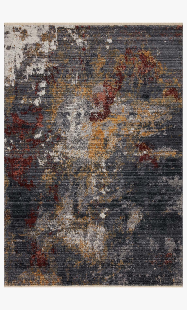 SAMRSAM-03DGSQ233A 2 ft. 3 in. x 3 ft. 10 in. Samra Dark Gray & Spice Transitional Power Loomed Rug