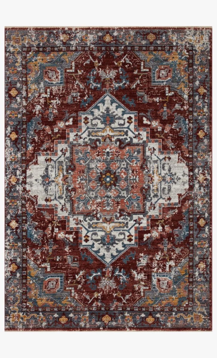 SAMRSAM-10BKGY27A0 2 ft. 7 in. x 10 ft. Samra Brick & Gray Transitional Power Loomed Rug