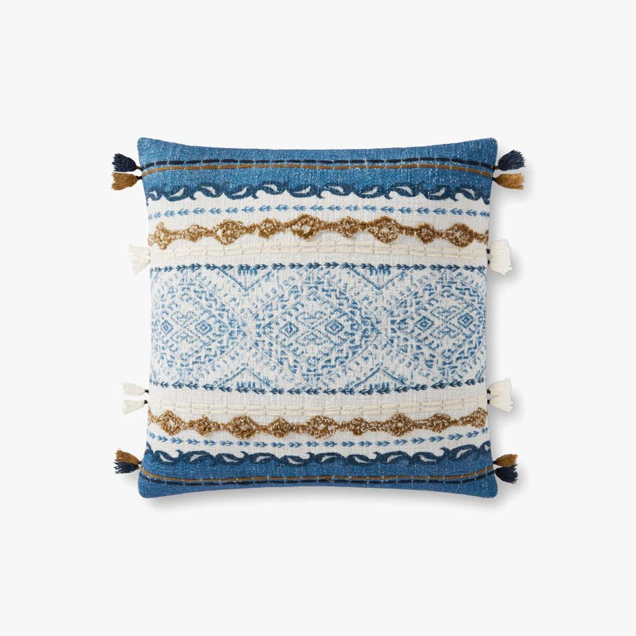 Picture of Loloi Rugs P012P0930BBNAPIL1 18 x 18 in. Blue & Natural Pillow