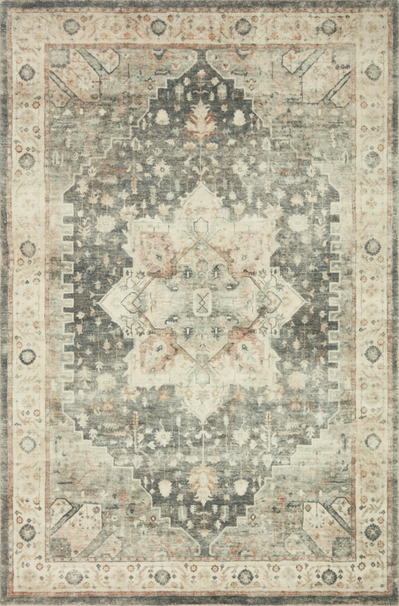 ROSTROS-09SLIV5076 5 ft. x 7 ft.-6 in. Rosette Rectangle Area Rug, Slate & Ivory